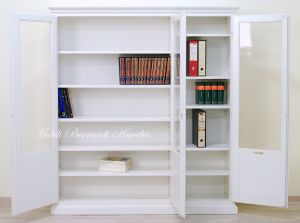 Libreria smontabile classica in legno con finitura bianco anticato
